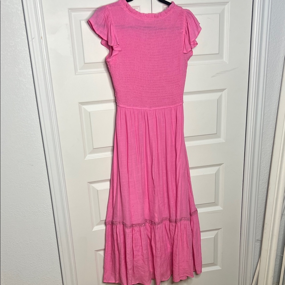 Pink Ruffle Sleeve Maxi Dress - Picture 3 of 5